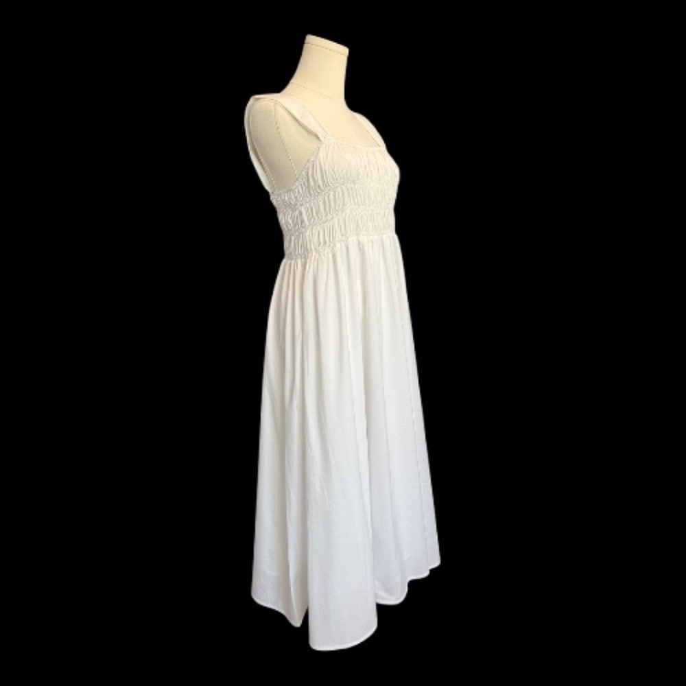 🆕 🤍✨ NWOT NANETTE LEPORE White Sleeveless Ruched Midi Dress | Sz 8 - Picture 3 of 9